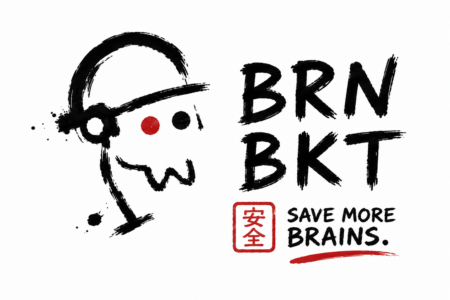 BRN BKT brush logo and Save More Brains slogan